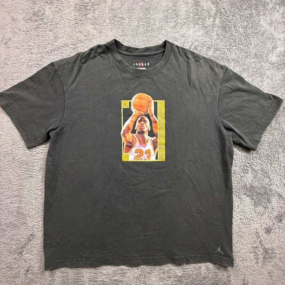 Air Jordan Men's M Oversized Graphic Tee Michael Jordan #23 Black Wash Cotton